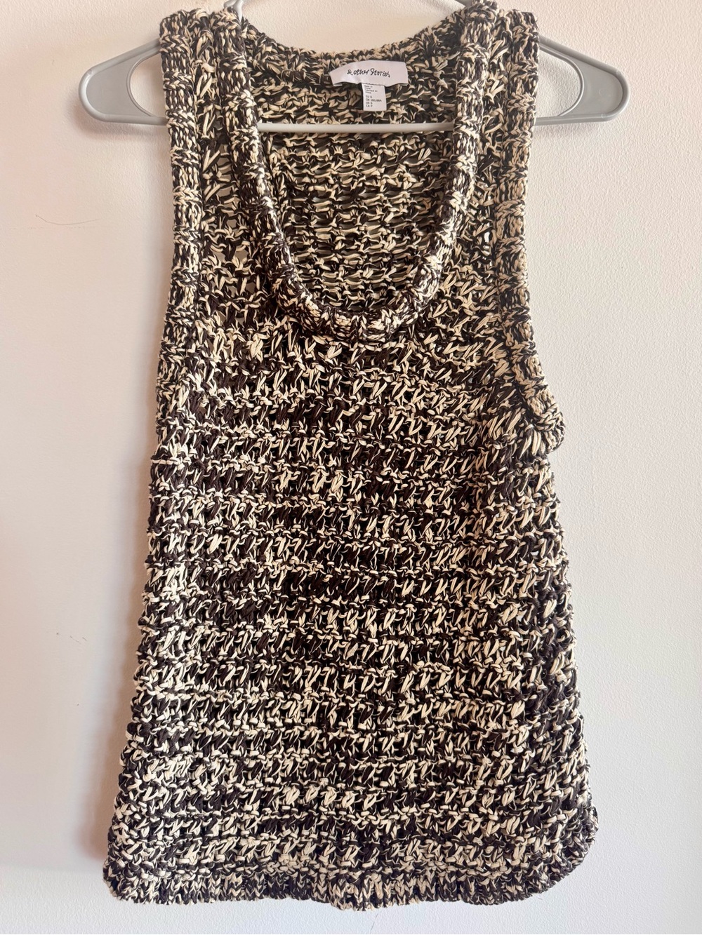 & Other Stories Black/White Marled Knit Sleeveless Top | Size S